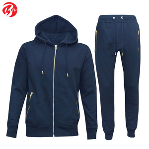 Hombres Plain Slim Fit Chándales Conjunto de algodón de lana Top Bottoms Jogging Joggers Gym Wear Chándales Set - Product Image 5