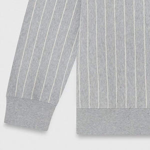 Sweat-shirt unisexe en molleton mélangé de coton gris rayé, pull personnalisé à col rond, streetwear décontracté, chaud, tricot d'hiver - Product Image 5