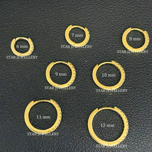 14K or massif naturel diamant noir Clicker Hoop Ring Fine Jewelry. - Product Image 3