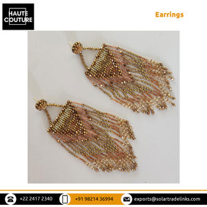 Boucles d'oreilles artisanales brodées à la main pour femmes/filles, pour les fêtes, Miyuki Chandelier, perles facettées à 3 facettes, sans placage - Product Image 5