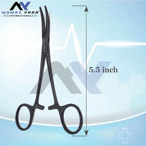 Pinza Hemostática Quirúrgica de Arteria, Pinza Hemostática Kelly, Pinzas Curvas de 5.5 Pulgadas, Mordazas Semiserradas, Color Negro - Product Image 5