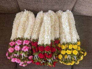 Rose tissu jasmin fleur guirlande Diwali Festival Floral perle chaîne plafond décor toile de fond fête d'anniversaire événement décoration - Product Image 4