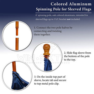 Mât de drapeau en bois en gros, faible MOQ, mât de drapeau en bois sur mesure, style unique, mât de drapeau en bois - Product Image 3