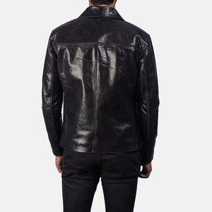 Veste en cuir d'agneau véritable pour homme, style motard, matelassée, imperméable, écologique, respirante, chaude, noire, pour l'hiver, livraison immédiate - Product Image 4