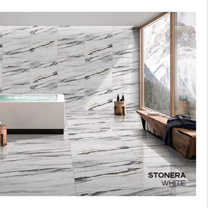 Carreaux de porcelaine émaillée blanche Stonera de 600x1200mm de conception italienne finition brillante moderne solide pour l'utilisation de murs intérieurs Villas écoles - Product Image 1