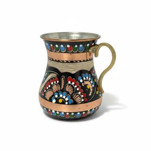 <b>Copper</b> Enamel Work Modern Design Jug and Cup Gbekli Tepe Inspired Metal Drinkware with <b>Handle</b> for Gifts and Restaurant Use - Product Image 2