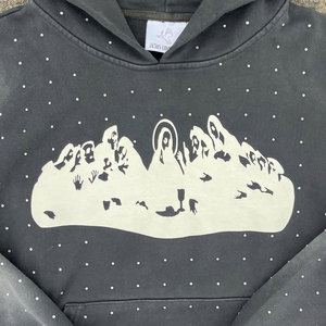 Sudadera con Capucha de Invierno para Adolescentes, Talla Grande, 400 g/m², Algodón, Lavado Ácido, Gruesa, Forrada, Estilo Desgastado - Product Image 3