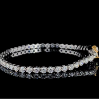 Pulsera de Pareja Moderna Vala Brothers B-4, Joyería Fina, Chapada en Oro Blanco de 14K, Ajustable, con Diamante Cultivado en Laboratorio