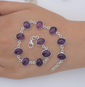 925 sello sólido diseñador regalo de boda mejor calidad joyería 925 plata esterlina hecha a mano piedra preciosa amatista Spinner pulsera - Product Image 2