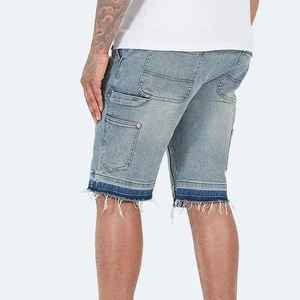 Pantalones cortos de mezclilla rectos de estilo Vintage de alta calidad para hombres Nuevo diseño Bordado personalizado Lavado ligero Cinturón de botón de temporada de verano - Product Image 3