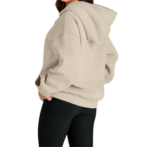 Sudadera con capucha de lana de algodón 100% para mujer, transpirable, cómoda, de alta calidad, técnica bordada HeavyGSM para - Product Image 4