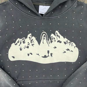 เสื้อฮู้ดดี้ฤดูหนาวคุณภาพสูงสำหรับทุกเพศ ผ้าฝ้าย 100% ระบายอากาศได้ดี ดีไซน์กระเป๋าซิป ลายซันเฟด ปักด้วยคริสตัล - Product Image 3