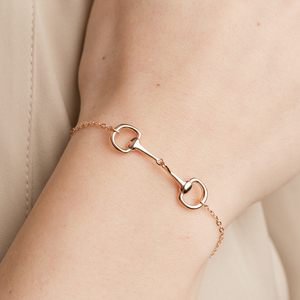 Horse Shoe <strong>Bracelet</strong> Rose Gold Plated 925 Sterling Silver <strong>Snaffle</strong> Horse Bit <strong>Bracelet</strong> - Product Image 2