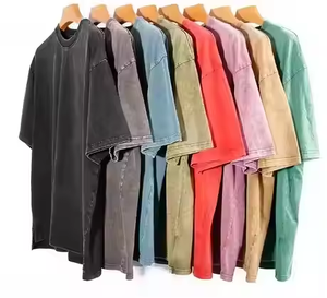 Camiseta de gran tamaño OEM Retro 100% algodón pesado para hombre, Dtg Camiseta con estampado, camiseta con logotipo, camiseta lavada con ácido de piedra para hombre - Product Image 1