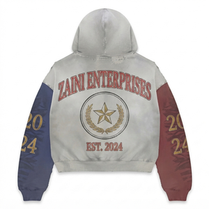 Sudadera con Capucha de Invierno para Hombre, Cierre Completo, 320 GSM, 80% Algodón, 20% Poliéster, Felpa Rosa, Logotipo Bordado Personalizado con Pedrería, Calidad Premium - Product Image 2