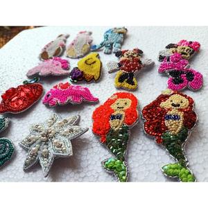 Luxury Handmade <b>Beaded</b> Charm Patch with <b>Bead</b> Embroidered Applique for Garment and Fashion Accessories Use for Exports Selling - Product Image 1