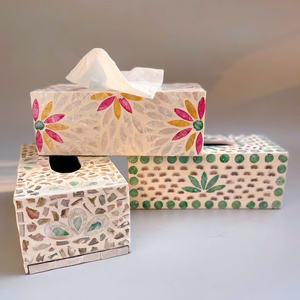 Mother of Pearl <b>Tissue</b> Storage Box Vintage Mosaic Home Decor Wooden Inlay Boxes for Dinner Napkin <b>Paper</b> Container - Product Image 5