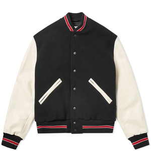 Custom Design Men's Letterman Varsity Jacket Genuine Leather Sleeves <b>Woolen</b> CollegeBaseballjacket for men - Product Image 1