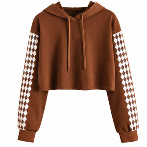 Sudadera con Capucha Corta Personalizada de Estilo Nuevo para Mujer, Color Negro y Rojo, Mangas con Diseño de Diamantes, Sudadera con Capucha Informal - Product Image 6