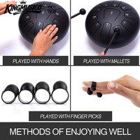 12 Inch 11 Notes Carbon Steel Tongue Drum Handpan Percussion Instrument with Mallet Bag Gloves Music Book for Meditation Yoga