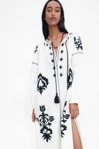 Vestido Midi informal de algodón para mujer, vestido largo holgado bohemio bordado con flores, 100% - Product Image 4