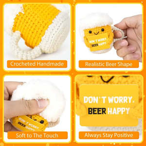 Verre à bière en peluche artisanal en forme de verre à bière, ornement décoratif - Product Image 4