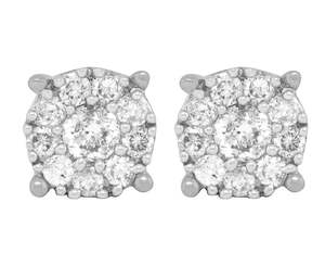 Vente chaude Premium Luxe Style S925 Argent Avec Moissanite Diamant Rond Fleur Cluster Boucles D'oreilles Ensemble Pour Les Femmes - Product Image 1