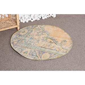 Tapis Vintage en Laine Turque Beige et Vert de 2,7x2,7 pieds, Motif Patchwork, Tapis de Salon avec Support en Latex, 4m de Large, Taille 9x12 - Product Image 2