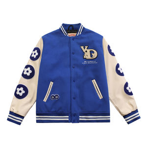 Vintage Wholesale Custom Coated Stand Varsity Jacket Men Casual Letterman Chenille Embroidery Leather Sleeves Unisex Winter - Product Image 3