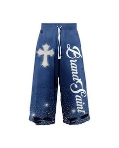 New Custom Design Factory Manufacture High Quality Rhinestone Tracksuit Hoodie And Sweat <b>Pant</b> Distressed Baggy Unisex Tracksuit. - Product Image 6