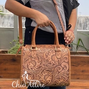 2025 Luxury Manufacturer <b>Mini</b> <b>Hand</b> Tooled Genuine Leather Designer Large Travel Duffle Bag for Men & Women Western Weekend Bag - Product Image 1