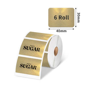 Rouleau d'étiquettes thermiques brillantes dorées Phomemo 40x30mm, imperméable, pour la promotion alimentaire, compatible avec M110/M220/M221/M200/M120/M150 - 6 rouleaux 1380 - Product Image 1