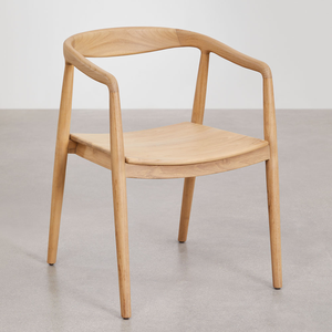 Silla de comedor con brazo de teca sólida de estilo moderno, Color Natural para uso en la cocina en apartamentos, hogar, Hotel, muebles de restaurante - Product Image 1