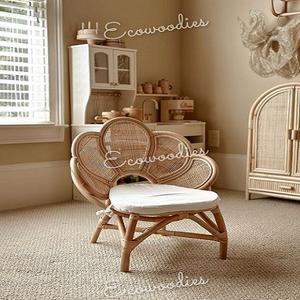 Couleurs personnalisées Chaises en forme de fleur Vente en gros Pétales de marguerite Chaise en rotin Chaises à fleurs pour bébé en bambou pour enfants Tout-petit - Product Image 1