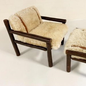 Fauteuil lounge en peau de mouton tuftée, <span class=keywords><strong>prix</strong></span> d'usine, coussins en peau de mouton faits à la main sur mesure pour usage hôtelier - Product Image 3