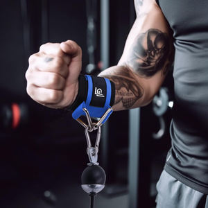 Manchons de poignet souples en néoprène avec deux anneaux en D pour machines à câbles, entraînement musculaire, protection professionnelle, équipement de gym, usine OEM - Product Image 4