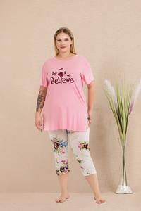 Conjunto de Pijama Capri para Mujer Talla Grande, Tela de Viscosa, Ligero, Suave, Ropa de Dormir de Verano, Talla Grande - Product Image 4