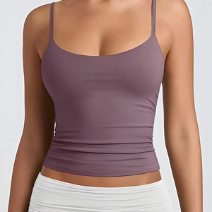 Top corto ajustable de cuello profundo para mujer, básico personalizado, de Color sólido, camisetas sin mangas de verano para mujer, diseño sin costuras ajustable - Product Image 5