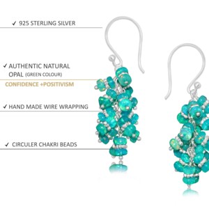 Women's Trendy 925 Sterling Silver Green <b>Opal</b> Cluster Drop <b>Earrings</b> Birthstone Jewelry for Weddings Anniversaries Gifts Parties - Product Image 4