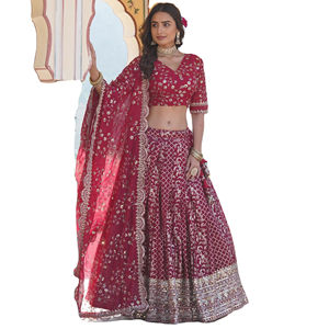 Último diseñador Pure Viscose Jacquard Bordado Secuencia Trabajo Lehenga Choli Por Fab Zone - Product Image 1