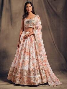 Lo último en ropa de mujer Fancy Lehenga Choli estilo Bollywood bordado pesado secuencia trabajo suave Organza Lehenga Choli traje para mujer - Product Image 5