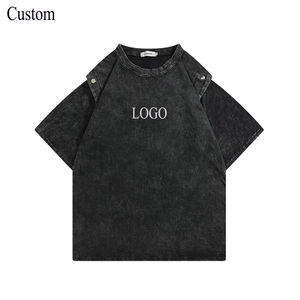 Bas quantité minimale de commande lourd 100% coton uni personnalisé t-shirt surdimensionné en détresse pour hommes blanc grande taille t-shirts pour hommes en détresse - Product Image 1