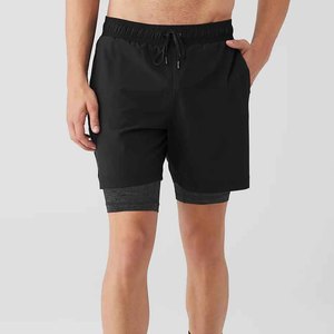Nouveaux shorts de course noirs pour hommes, séchage rapide, avec poches, taille à cordon, longueur Bermuda, vêtements de sport décontractés, vente en gros - Product Image 4