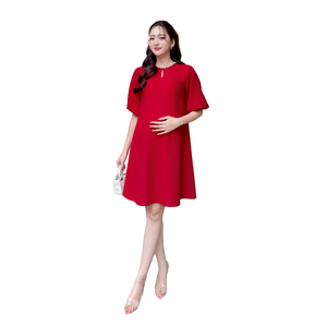 V1222 Robe de maternité confortable avec motif floral en tissu de velours durable Style droit non décoloré - Product Image 1