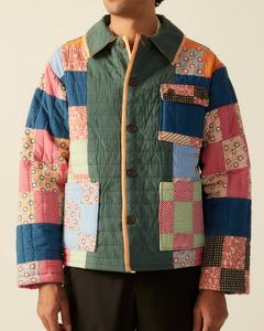 Chaquetas de Patchwork Personalizadas de Fabricante, Chaquetas Vintage con Bloques de Color y Cremallera, Chaquetas de Tapicería de Gamuza para Hombre - Product Image 1