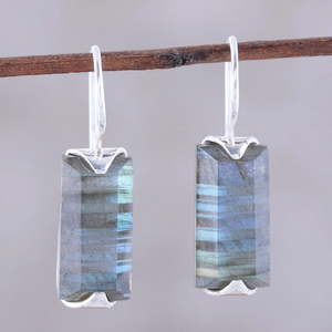 Pendientes de gota de Plata de Ley 925 hechos a mano hermosa Aurora lágrima labradorita piedra preciosa accesorio de moda - Product Image 3