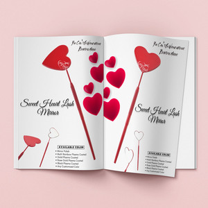 Custom Logo Precision Eyelash Mirror Salon Lash Mirror Double-Sided Magnifying Mirror Heart Shape Stainless Steel Handle - Product Image 6