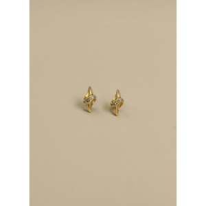 Vintage 18k Croissant Diamond Stud <b>Earrings</b> Trendy Flower Geometric Design White Yellow Rose Gold 14k Gold IGI Certified Pearl - Product Image 1