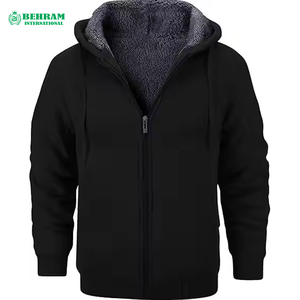 Sudadera con Capucha y Cremallera Unisex de Forro Polar Grueso, Color Verde Seguridad, Lisa, 100% Algodón Transpirable - Product Image 5