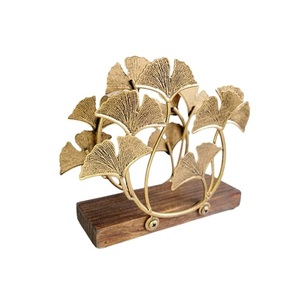 Nouveau dernier porte-serviettes Ginkgo doré en métal support de mouchoirs pour bureau à domicile comptoir support de stockage de mouchoirs - Product Image 2